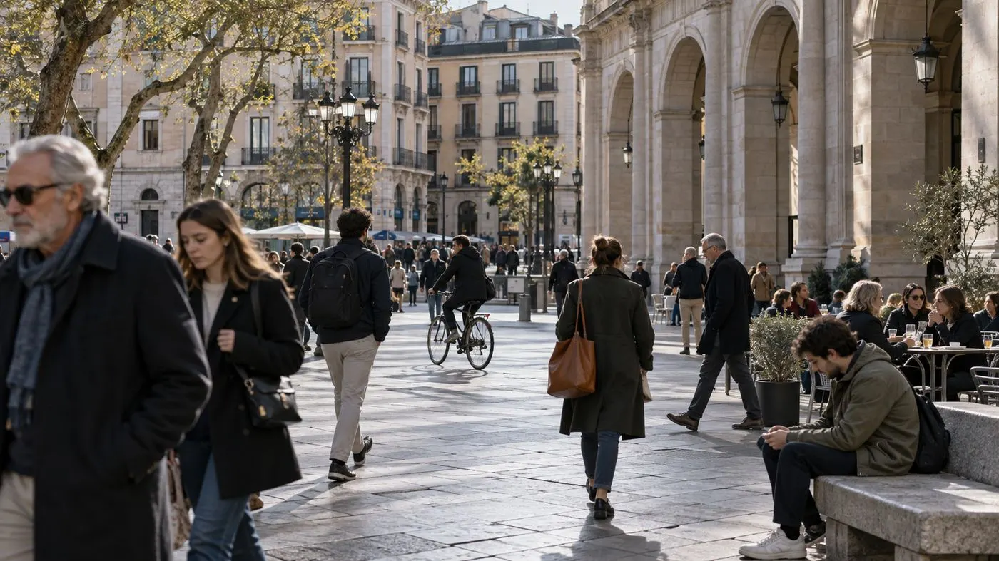 Plaça amb gent